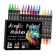 thumbnail image 2 of Siruishop 24 Pieces Acrylic Paint Markers Acrylic Paint Pens Tip Brush Markers Colored Acrylic Pens for Rock Painting Canvas Stone, 2 of 8