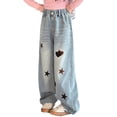 thumbnail image 4 of Girls' Straight Wide Leg Jeans | Comfy Stretch Denim Pants for Ages 5-15, 4 of 7