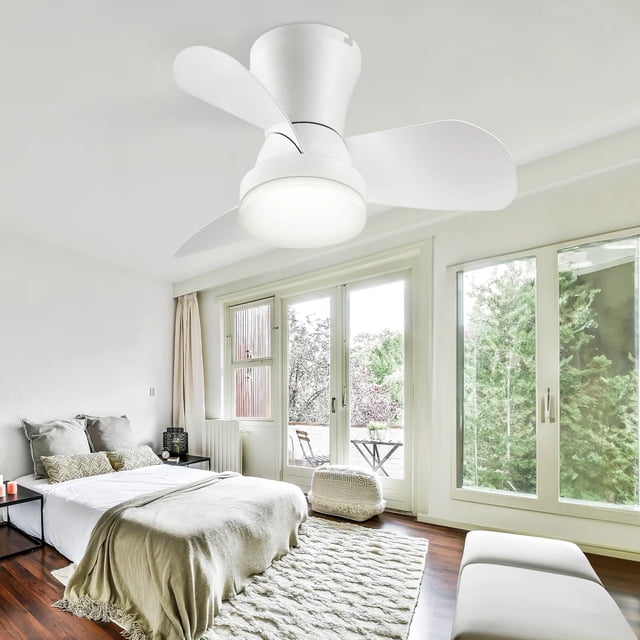 Toytexx 22-Inch Low Profile Ceiling Fan with LED Light and Remote, Quiet DC Motor, 6-Speed Reversible Fan with 3-Color Dimmable Light for Small Rooms