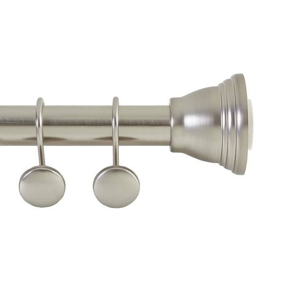 Mayott Adjustable Shower Curtain Tension Rod with 12-Piece Hook Set in Satin Nickel