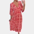 thumbnail image 2 of JIRNDf Robes Maxi d'Été pour Femmes Tendance à Imprimé Floral, par-Dessus, Col en V, Sans Manches, Robes d'Été pour Femmes, Robe Bohème Rouge G, 2 of 8