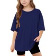 thumbnail image 1 of Hauts d'Été pour Adolescentes 2025 T-Shirts Surdimensionnés à Manches Courtes Chic Décontracté Col Rond Mode, 1 of 5