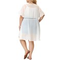 thumbnail image 3 of GRACE & GRANDEUR Cardigan en Tricot Transparent d'Été à Manches Courtes, Coupe Décontractée, Doux, pour Femmes Grande Taille, Vacances, 4X Blanc, 3 of 8