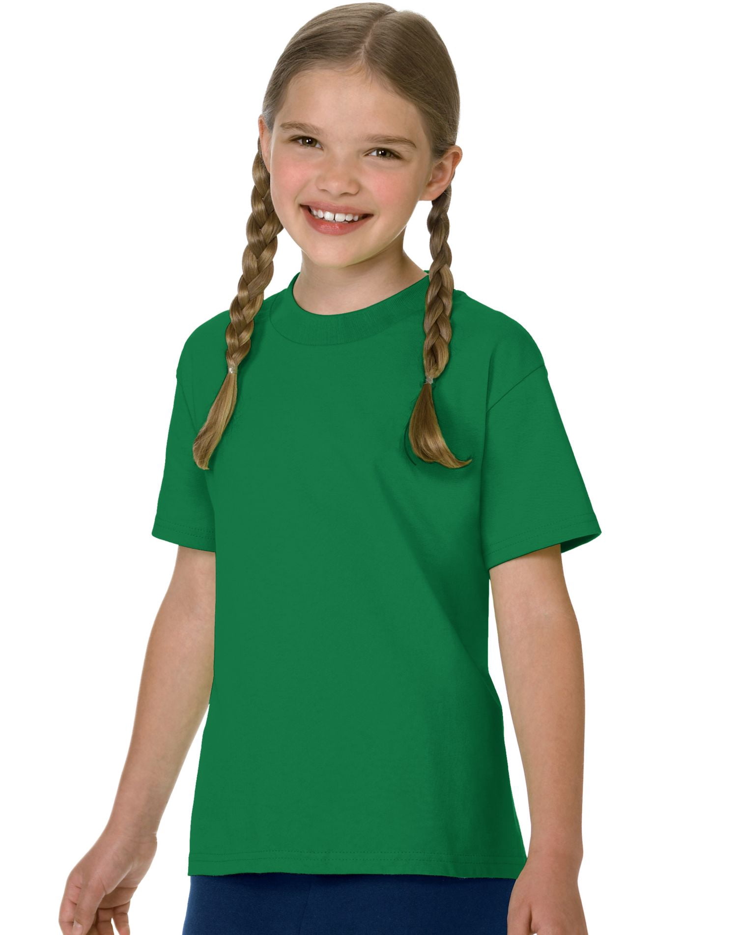 Hanes Authentic TAGLESS Kid`s Cotton T-Shirt, XS, Kelly Green