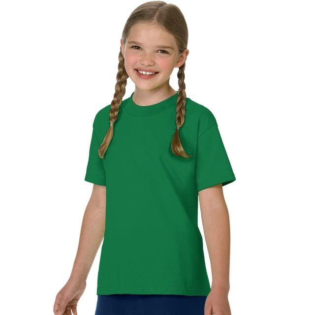 Hanes Authentic TAGLESS Kid`s Cotton T-Shirt, XS, Kelly Green