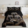 thumbnail image 1 of Erosebridal Kawaii Raccoon Comforter Sets Full Size, Brown Comforters & Duvets, Rustic Animal Decor, Reversible 3 Pieces, 1 of 7