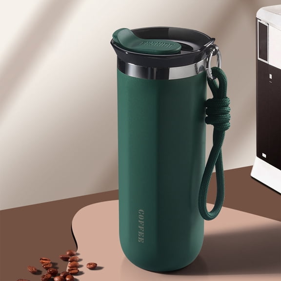 Tasse à Café Isotherme Double Couche en Acier Inoxydable avec Couvercle