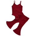 thumbnail image 1 of Xingqing 2PCS Infant Baby Girls V-Neck Solid Color Sleeveless Jumpsuit Bell-Bottom Suit, 1 of 9