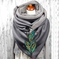thumbnail image 2 of Women Feather Print Cotton Winter Warm Button Up Scarf, 2 of 3