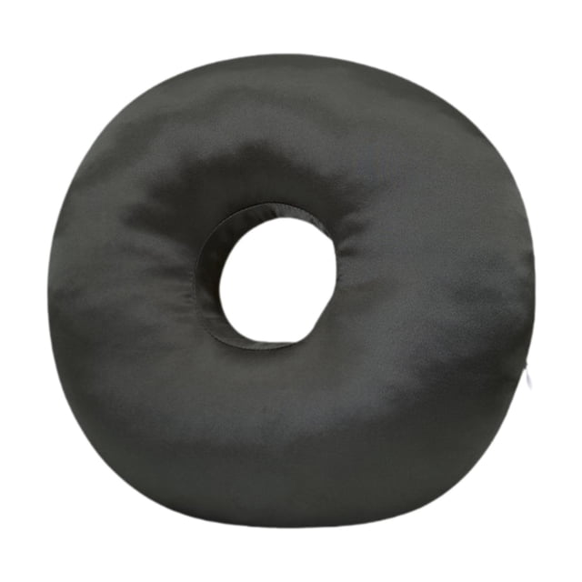DOLITY Ear Piercing Pillow in black, featuring a breathable cotton blend cover and pp cotton filling. Designed with a central ear hole for comfort when wearing earrings or headphones, ideal for side sleepers. Measures 30cm (11.81 inches) in diameter. Includes a removable, machine-washable cover with an invisible zipper for easy cleaning. Compact and portable, suitable for use at home, in the office, or during travel.