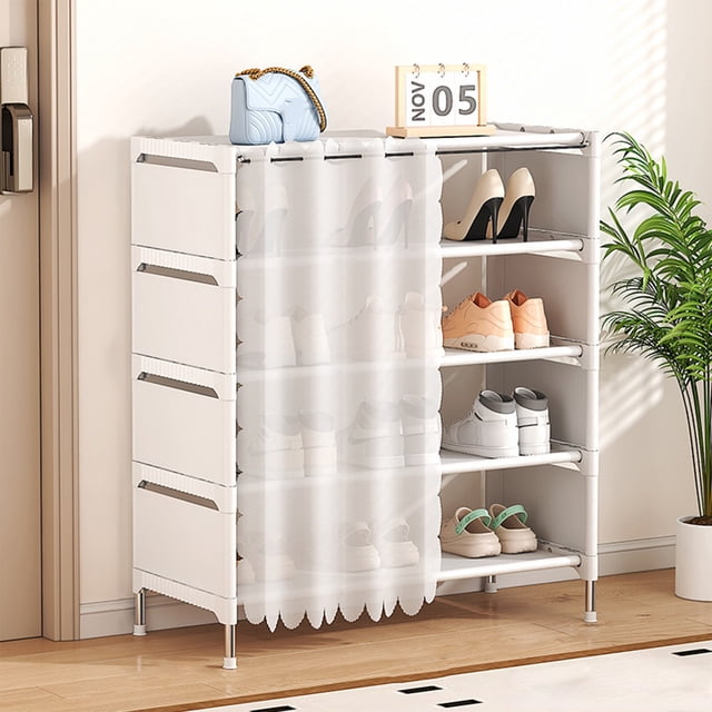 EGNMCR Shoe Rack for Closet Multi-layer Shoe Rack Dusts-proof Stackable Shoe Rack Storage Rack Sturdy Metal And Plastic Material Ideal For Closets Bedrooms Hallways Living Rooms Plastics shoe rack