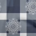 thumbnail image 1 of oneOone Cotton Silk Dusty Blue Fabric Asian Block With Check Craft Projects Decor Fabric Printed By The Yard 42 Inch Wide, 1 of 4