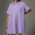 thumbnail image 1 of Robe d'Été pour Femmes 2024 Mode Grande Taille Printemps/ Décontractée Ample Manches Courtes Bouton Poche Robe Chemise 50 % de Réduction!, 1 of 9