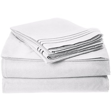 Elegant Comfort Ensemble de Draps 4 Pcs à Poches Profondes, Grand Lit Double, Blanc