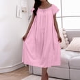 thumbnail image 2 of Timegard Chemises de Nuit pour Femmes Col Rond Manches Courtes Chemises de Nuit Décontractées Smockées Nœud Uni Tenue d'Intérieur, 2 of 6
