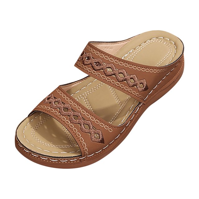 Kcodviy Women Summer Solid Color Saltwater Sandals Women Slip on Casual Open Designer Sandals for Women Toe Wedges Soft Bottom Women Summer Sandals Breathable Slippers Shoes Sandals