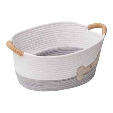 Panier de rangement ovale en corde enroulée Zenna Home avec patch décoratif en forme d'os de chien