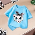 thumbnail image 5 of PMVFHDE T-Shirts d'Été Décontractés pour Filles, T-Shirt Mignon à Motif pour Fille, Col Rond, Manches Courtes, T-Shirt d'Été Décontracté Bleu, 11-12 Ans, 5 of 5