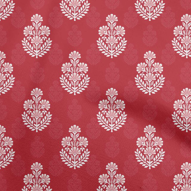 oneOone Coton Flex Rouge Tissu Asiatique Dabu Imprimé Matière de Robe Tissu Imprimé Tissu au Mètre 40 Pouces de Large