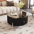 thumbnail image 4 of Table Basse Ronde Moderne de 31,5 Pouces avec 2 Grands Tiroirs, Table d'Appoint de Rangement pour Salon, Noir, 4 of 9