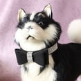 thumbnail image 3 of [Big Clear!]Cute & Good-Looking  Soft Leather Dog & Cat Collar & Leash Set - Rhinestone Flocking Sparkly Crystal Diamonds Studded - Cute Double Bowknot - Perfect For the Show, 3 of 7