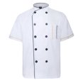 thumbnail image 1 of TOPTIE Manteau de Chef Unisexe à Manches Courtes, Blanc, 1 of 8