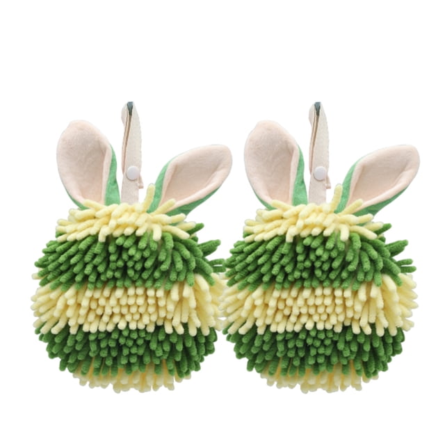 Rbaofujie Rabbit Ear Crown Chenille Hand Towel Cute Hanging Hand Wipe Ball Hand Towel Thickened Absorbent Hangable Multifunctional Hand Towel Clearance Sale