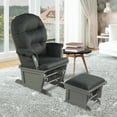 thumbnail image 3 of Costway Baby Nursery Relax  Rocker Rocking Chair Glider & Ottoman Set w/Cushion Dark Grey, 3 of 10