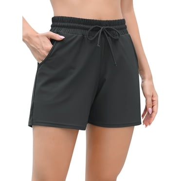 Charmo Women Swim Shorts Elastic Waistband Boardshorts Boyleg Built-in Brief Swimsuit Bottoms