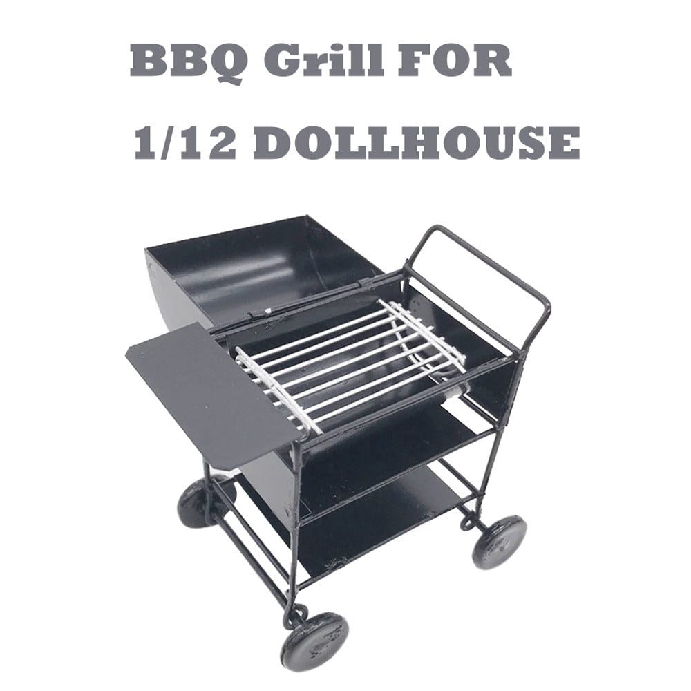 HUASHENG 1/12 Yard Black Barbecue Dollhouse Grill Miniature Picnic Grill Oven BBQ Garden Education