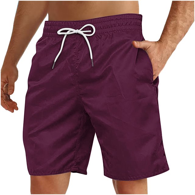 Yuyuzo Mens Shorts High Waisted Drawstring Quick Dry Summer Beach Swim Knee Length Shorts with Pockets