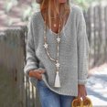 thumbnail image 2 of Hauts de Mode pour Femmes Mode pour Femmes Col en V Ample Chandail Uni Manches Longues Hauts, 2 of 8