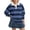 Blue, variant on Winter Saving! HVOBTTY Women's Pullover Tshirt, Women's Long Sleeved Striped Printed Lapel V-Neck Button Casual Slit Shirt Top Blue, XL
