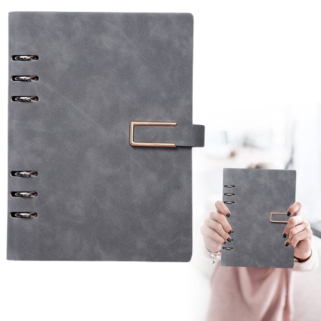 Leather A5 Notebook 6 Ring A5 PU Leather Refillable Notebook With Paper Navy