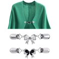 thumbnail image 2 of Bijoux Colorés à la Mode pour Femmes Filles Cadeau de Saint-Valentin Fête d'Anniversaire, Chic Femmes Cardigan à Nœud Incrusté de Strass Robe Châle Attache Épingle Noir, 2 of 6