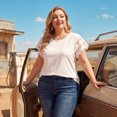 thumbnail image 3 of Agnes Orinda Women's Plus Size School College Tops Lace Panel Hollow Short Sleeves Summer Solid Blouses 3X White, 3 of 8