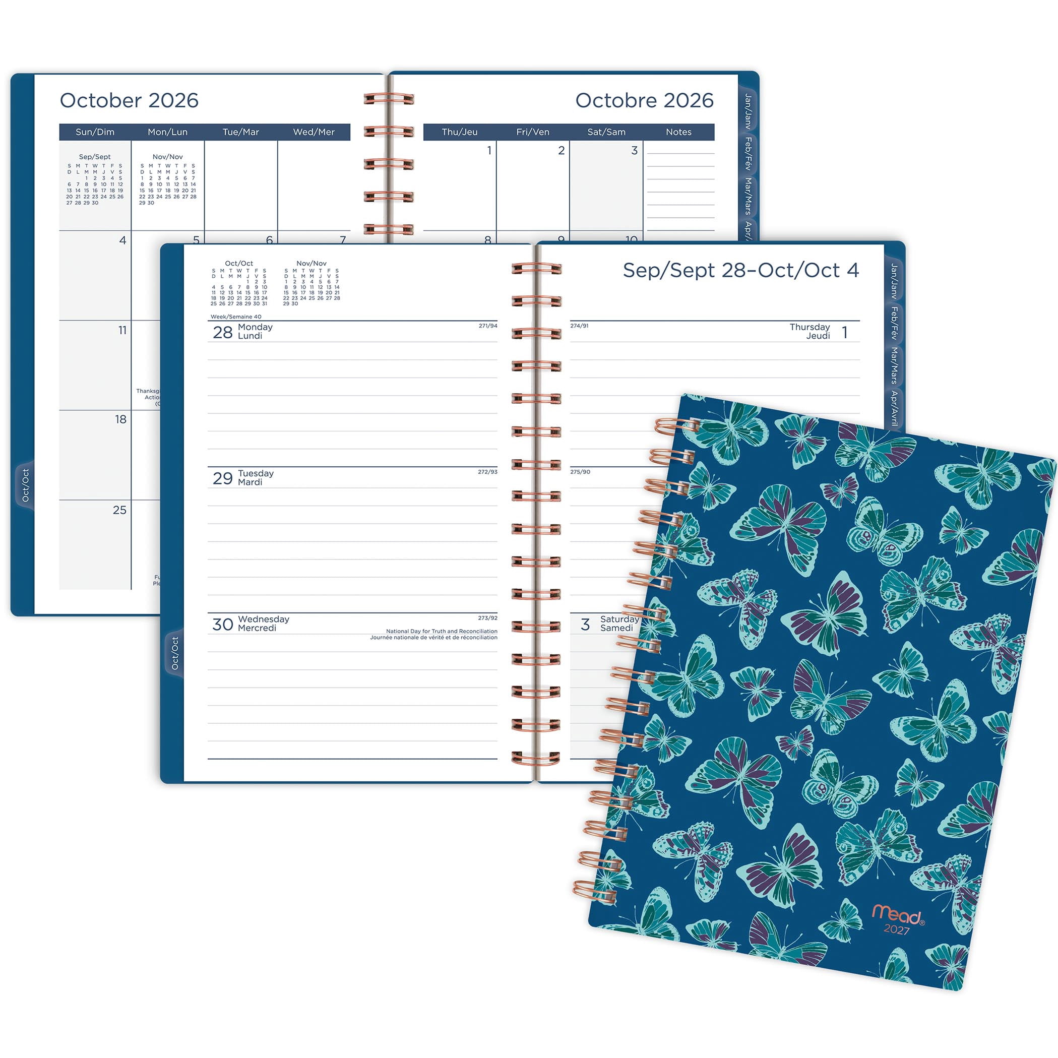 Mead® Butterfly Aqua SM W/M Planner, 2027