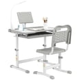 thumbnail image 1 of Qaba Kids Desk and Chair Set Height Adjustable Student Writing Desk, Grey, 1 of 10