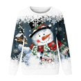 thumbnail image 4 of cllios Chandails de Noël pour Femmes T-Shirts de Fête des Fêtes T-Shirts Fantaisie Bonhomme de Neige Flocons de Neige T-Shirts Graphiques Confortables Doux Col Rond Manches Raglan Chandails à Enfiler, 4 of 4