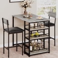 thumbnail image 1 of Kitchen Table Set, Dining Table and Chairs for 2, 3Pcs Dining Room Table Set with 2 Upholstered Chairs, Bar Dining Table Set for Small Spaces, Apartment, Breakfast, Pub, Rustic Gray, 1 of 7