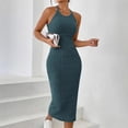 thumbnail image 2 of Oksale Robes Moulantes pour Femmes Sans Manches Côtelées Robe Maxi Ajustée Douce Extensible Confortable Col Ras du Cou Dos Nu Robes d'Été pour Fête de Vacances Bleu Foncé L, 2 of 6