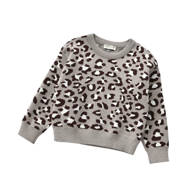 Pull à Manches Longues en Tricot Léopard pour Garçons et Filles, Haut Chaud Automne Hiver