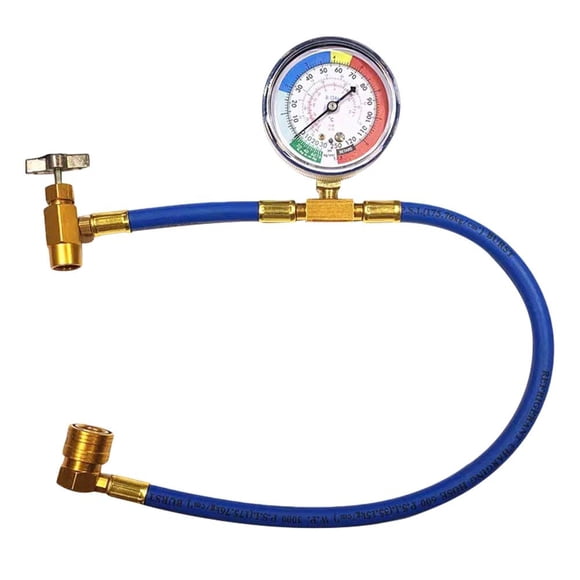 R134A Car AC Recharge Kit, Conditioning Charging Hose with 250 PSI Gauge & 1/2 Can Tap Valve, Automotive Freon Refill Tool, Universal Low Side Quick Coupler for SUV, RV, Truck