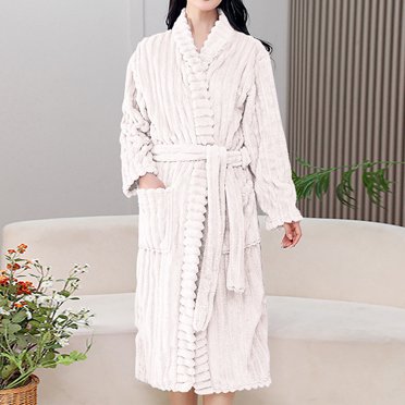 Bovxnpu Robes for Women, Women's Robe Soft Long Bathrobe Warm Fleece Shawl Collar Spa Robe Women Winter Home Clothes Nightgown