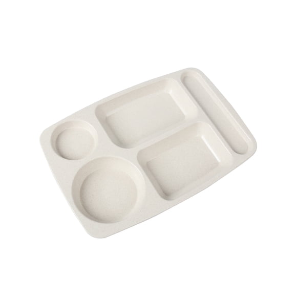 Fiber Kids Dinner Plate Five Compartment Natural Grain Straw Material 13.58 in x 9.25 in x 0.78 in Microwave And Dishwasher Safe Blue Pink Green Beige