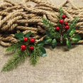 thumbnail image 4 of Red Berry Stem Christmas Artificial Flower Plant Faux Pine Picks Fake Tree Ornaments  Party Gift Wrapping Decor, 4 of 11