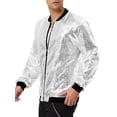 thumbnail image 4 of INSPIRE CHIC Vestes pour Hommes à Manches Longues à Fermeture Éclair Blouson Bomber Pailleté Manteaux TG Argent, 4 of 6