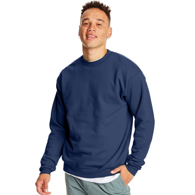 Hanes Mens EcoSmart Fleece Crewneck Sweatshirt, 4XL, Navy
