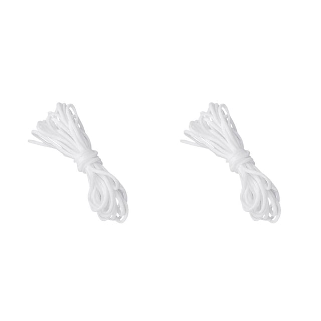 Decodeary Bande d'Oreille Élastique 10 m-50 m Corde d'Oreille Suspendue Ronde Artisanat Couture Cordon Accessoire 3 mm Blanc 50 m 2 Ensembles