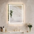 thumbnail image 1 of Arched LED Bathroom Mirror with Front and Backlight, Dimmable Anti-Fog Vanity Mirror, Shatter-Proof Wall Mirror with 3 Light Colors, Memory Function, Horizontal or Vertical Mount, 1 of 7